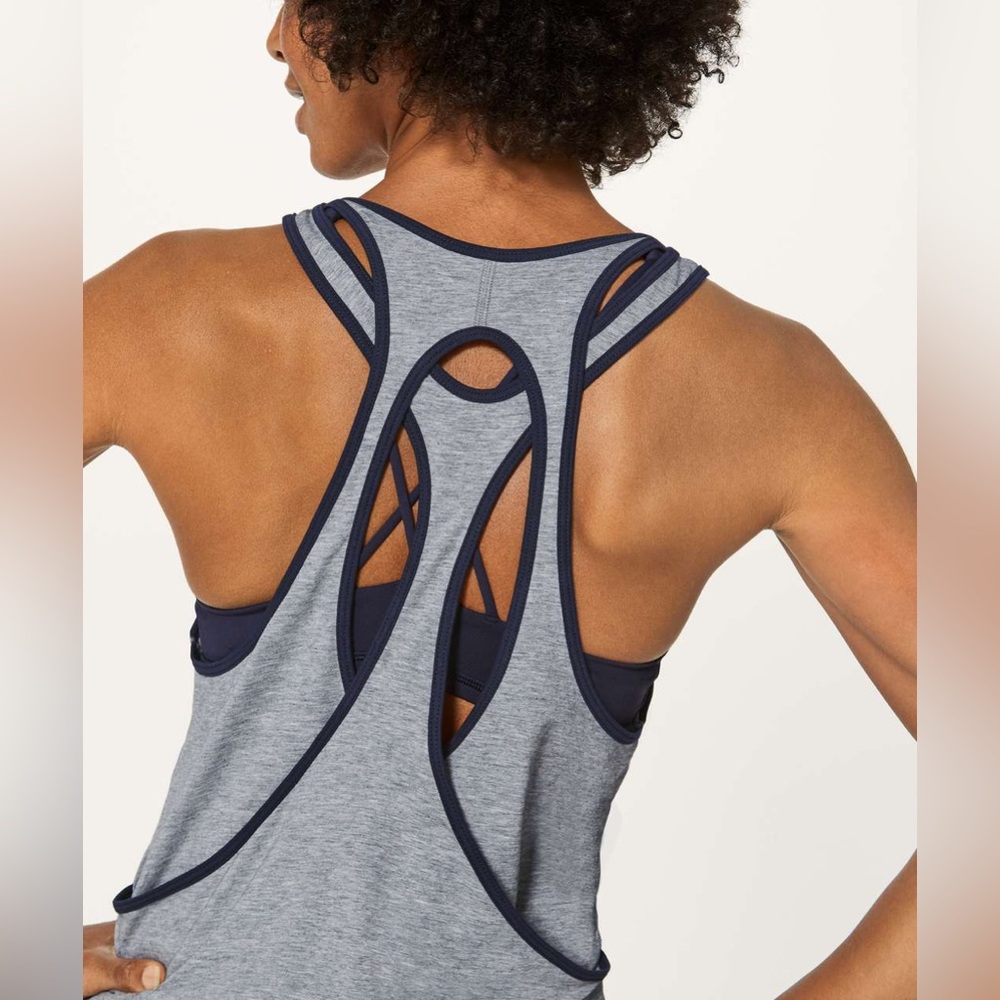 Lululemon Double Back Tank
Heathered Medium Grey / Midnight Navy